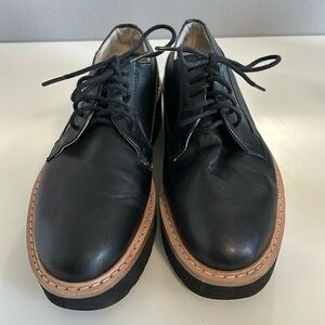 Zara basic collection black chunky lace up loafers size 6